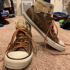 Brown Leather Converse High-tops